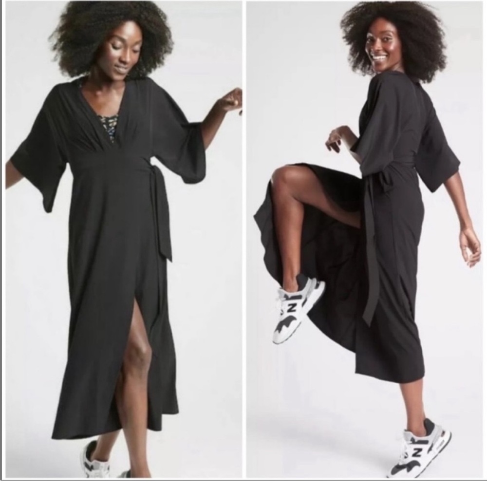 Athleta Women’s Calistoga Coverup Wrap Dress Black Size Xsp